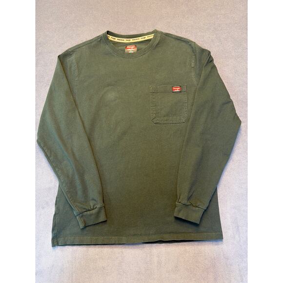 Wrangler Other - Wrangler Shirt Mens Medium Green Workwear Long Sleeve Pocket Polyester Crewneck